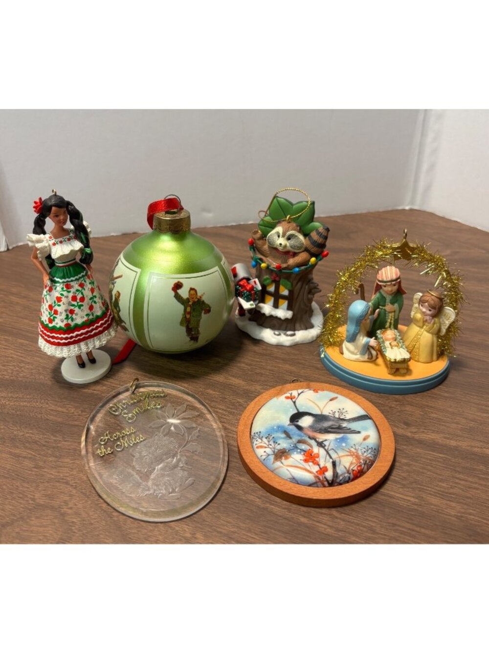 Assorted Vintage Christmas Holiday Ornaments Lot Of 6
